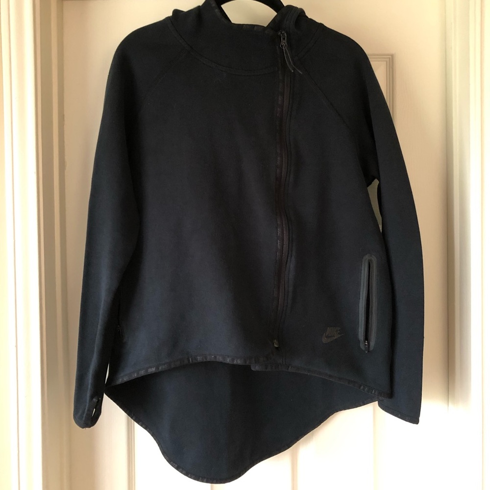 Nike black asymmetric zip hoodie